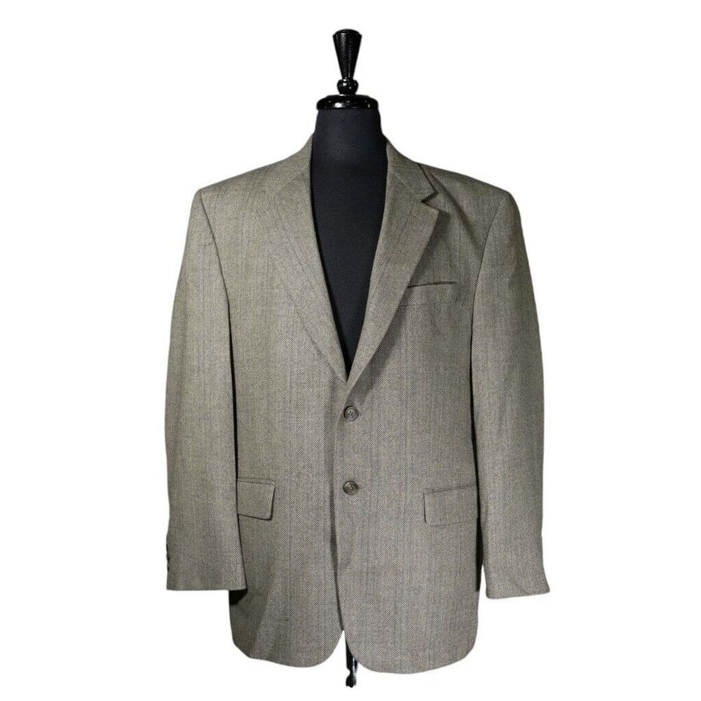 Ralph Lauren Mens Blazer Herringbone Wool Green Lined Suit Jacket Sport Coat 42R